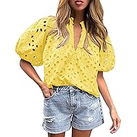 PRETTYGARDEN Womens Hollow Out Lace Embroidered Blouse