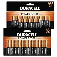 Duracell Coppertop AA + AAA Batteries Combo Pack with Power Boost Ingredients, 24 Count Double A & Triple A Battery with Long-Lasting Power, Alkaline Battery - 48 Count Total