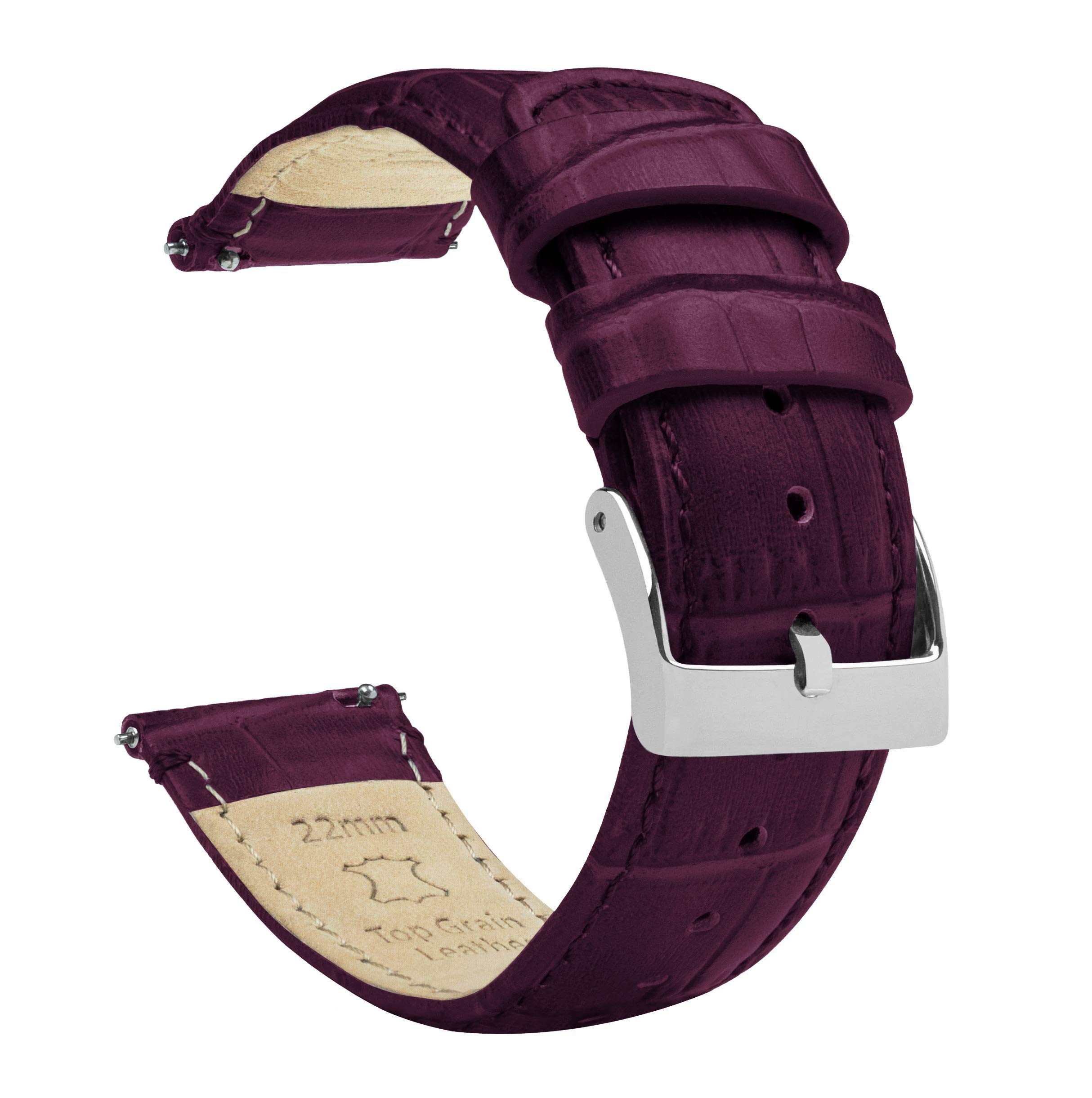 Barton Alligator Grain - Quick Release Leather Watch Bands - Choose Color, Length & Width - 16mm, 18mm, 19mm, 20mm, 21mm, 22mm, 23mm, or 24mm Standard or Long