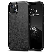 TENDLIN Compatible with iPhone 13 Case Premium Leather TPU Hybrid Case (Black)