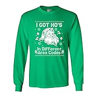 Long Sleeve Adult T-Shirt I Got Ho's in Different Area Codes Santa Christmas Funny DT