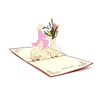 Vietnamese Girl On A Bicycle Symbol Handmade 3D Pop Up Paper Card