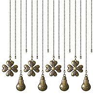EIFHYT Ceiling Fan Pull Chain Set, Light Bulb and Fan Pattern Pull Chain Extension 12 Inch 3mm Diameter Beaded Ball Connector Best for use with Ceiling Fan Lighting (4 Set Bronze), 4Set Bronze