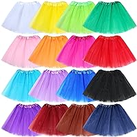16 Packs Adult Tutus Skirts for Women Elastic Layered Short Skirt Costume 3 Layered Tulle Ballet Skirts Tulle Tutu Skirt Short Lady 80's Tutu Skirt
