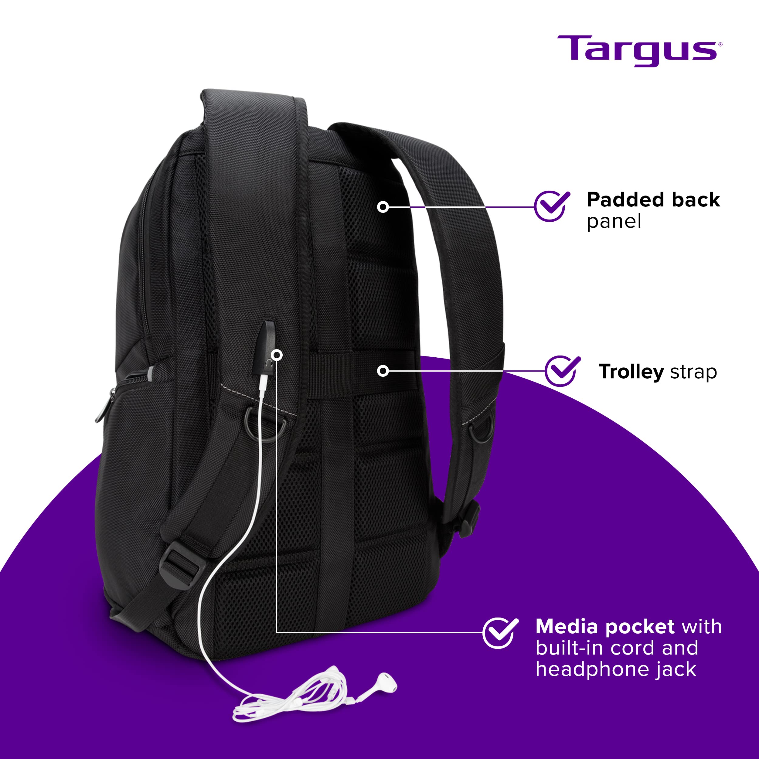 Targus Legend IQ Laptop Backpack Bag for Business Fits 16-Inch Laptop Professional Travel Backpack for Men and Women Carry on Backpack Bookbag Backpack Travel Backpack for Women Black(TSB705US)