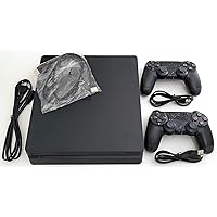 Sony PlayStation 4 1TB System Jet Black Console Bundle with x2 Aftermarket controllers PS4 (Renewed)