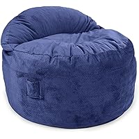 CordaRoy's Chenille Nest Gaming Bean Bag Chair with Controller Pockets and Handle, Convertible Foam-Filled Chair/Queen-Size Lounger, Navy