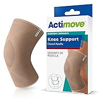 Actimove Everyday Supports Knee Support Closed Patella – Helps with Pain Relief and Swelling – For Chronic Knee Pain and Overuse Knee Injuries – Left/Right Wear – Beige, Small