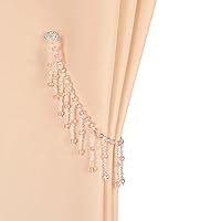 SUQ I OME 1 Pair of Magnetic Pearl Curtain Tieback, Pearl Curtain Tieback Holdback for Drapes, Pearl Crystal Sheer Window Curtain Holder Home Office Bedroom (Pink)