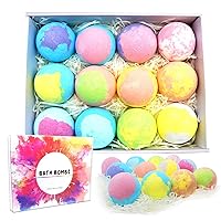 Nothers Bath Bombs Gift Set, 12Pcs (3.5oz) Handmade Organic Natural Spa Bubble Bath with Essential Oils, Shea Butter, Sea Salt, Gift for Women, Men, Kids, 2.24 Inch in dia