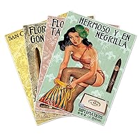 SET of FOUR (4) Cuban Cigar Vintage Style Travel Pinup Prints - each measure 17