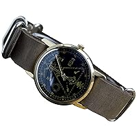 Pobeda Mason Watch Mens Wrist Watch Soviet Watch Custom Masonic USSR Rare Gift (Brownie Strap)