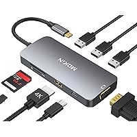 USB C Hub Multiport USB C Adapter for MacBook Pro 2021 2020,USB C Hub USB C to HDMI VGA SD TF Card Reader 3USB 3.0 and USB C Power Pass-Through Port