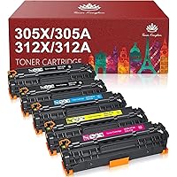 Toner Kingdom Remanufactured Toner Cartridge Replacement for HP 305 305A 305X 312 312A 312X 304A for HP Laserjet Pro 400 300 Color MFP M451dn M451nw M475dn M476nw M476dw M351A M375nw Printer (5 Pack)
