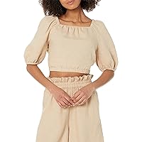 The Drop Women's Evelyn Cropped Square-Neck Bubble Top