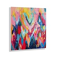 Kate and Laurel x Ettavee Collaboration EV Brushstroke 100 Floating Acrylic Art, 23x23, Vibrant Abstract Art Print for Wall
