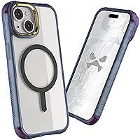 Ghostek Covert Magnetic iPhone 15 Case - Clear Hard Back, Silicone Bumper, Compatible with MagSafe, Slim Shockproof Phone Cover (6.1 Inch, Blue)
