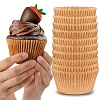 Muffin Liners for Baking - 200pcs Brown EXTRA LARGE SIZE Cupcake Liners Baking Supplies, Thick Jumbo Unbleached Parchment Paper Sheets Cute Cups, Greaseproof Pan Liner Wrappers Kitchen Accessories