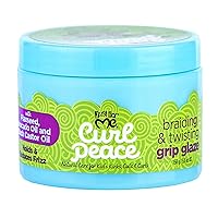 Curl Peace Braiding & Twisting Grip Glaze - Holds & Reduces Frizz, Contains Flaxseed, Avocado Oil & Black Castor Oil, Nourishes & Strengthens Hair 5.5 oz