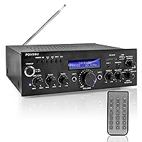 Pyle 200W Audio Stereo Receiver - Wireless Bluetooth Power Amplifier Home Entertainment System w/ AUX in, USB Port, 2 Karaoke Microphone Input, Remote -PDA5BU.0, Black