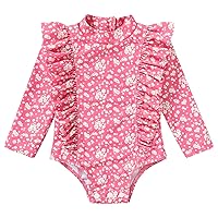 YOUNGER TREE Infant Baby Girls Swimsuit One-Piece Long Sleeve Bathing Suit Floral Zipper Swimwear Summer Beach Wear
