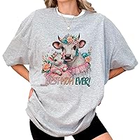 DuminApparel Cow Mom Mother's Day Best Mom Ever T-Shirt from Daughter Women Mom Kids T-Shirt, Unisex Sized, Comfort Colors Multi