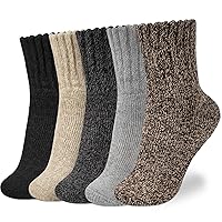 Senker Fashion 5 Pairs Wool Socks for Women, Thick Winter Boot Socks Knit Warm Socks Cozy Crew Socks Christmas Gift