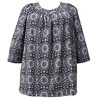 Women's Plus Size 3/4 Sleeve V-Neck Pullover Top