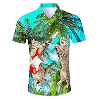 Fanient Mens Hawaiian Shirt Summer 3D Print Casual Short Sleeve Button Down Graphic Aloha Dress Shirts