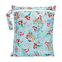 Bumkins Disney Ariel Waterproof Wet Bag for Baby, Travel, Swim Suit, Cloth Diapers, Pump Parts, Pool, Gym Clothes, Toiletry, Strap to Stroller, Daycare, Zipper Reusable Bag, Packing Pouch