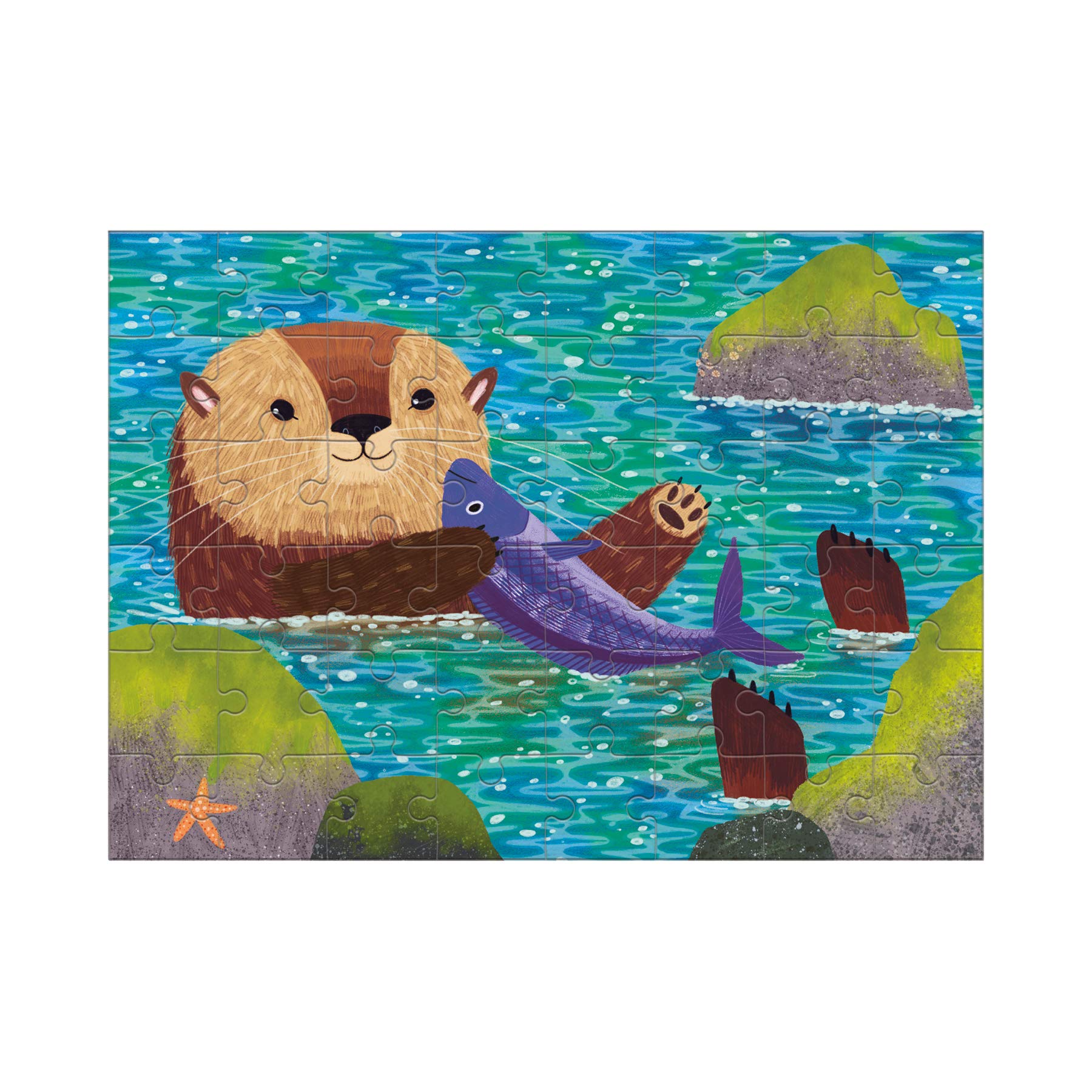Mudpuppy Sea Otter Mini Puzzle, 48 Pieces, 8” x 5.75” – Perfect Family Puzzle for Ages 4+ – Features a Colorful Illustration of a Sea Otter, Informational Insert Included