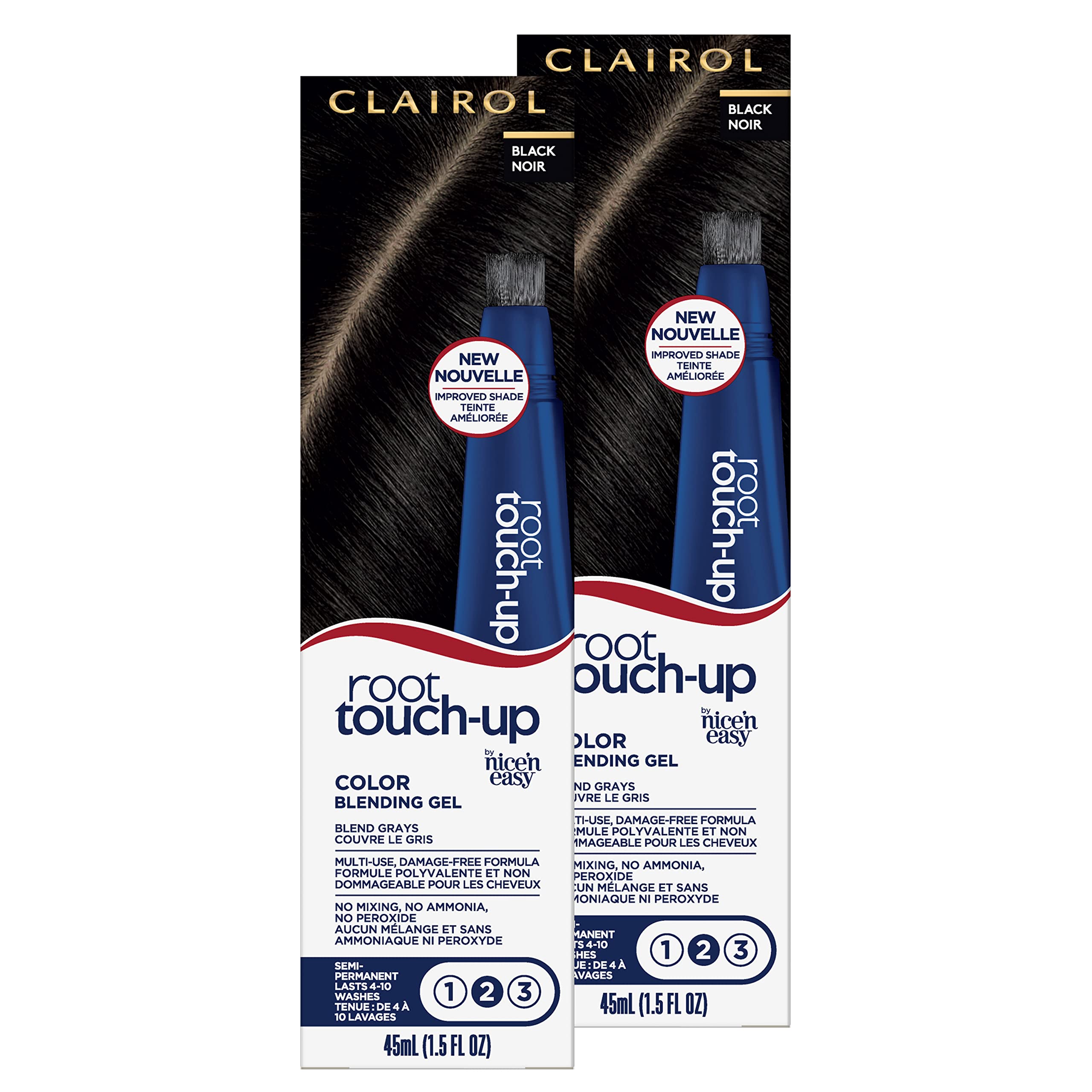 Clairol Root Touch-Up Semi-Permanent Hair Color Blending Gel, 2 Black, Pack of 2