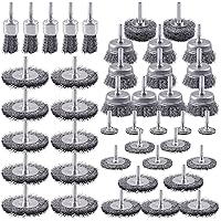 Rocaris 42 Pack Carbon Steel Wire Wheel Brush, Cup Brush, Wheel Brush, Pen Brush Set with 1/4-Inch Round Shank for Rust Removal, Corrosion and Scrub Surfaces