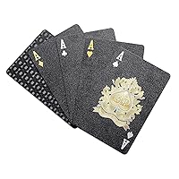 EAY Luxury Waterproof Playing Cards Deck of Cards Diamond Foil Poker Cards Gold Playing Cards Plastic Playing Cards 1 Gold + 1 Black