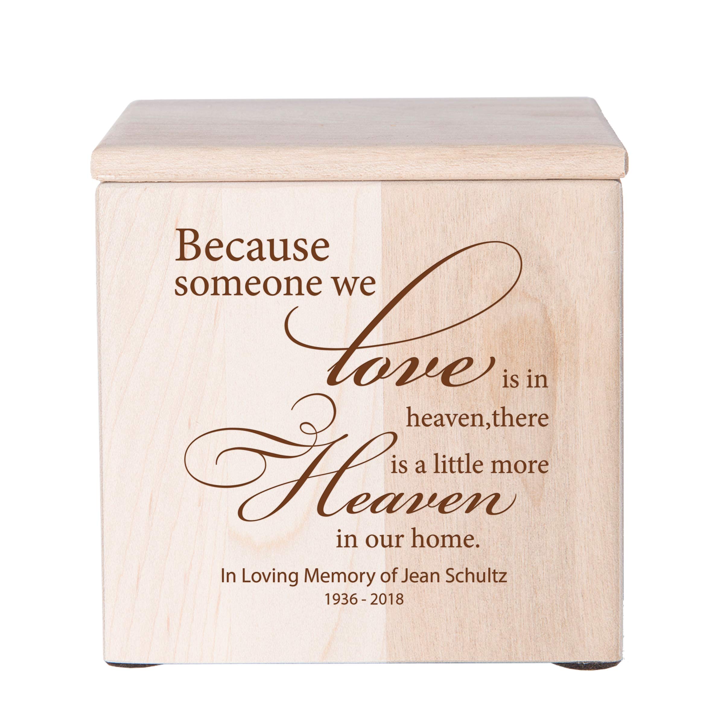 LifeSong Milestones Personalized Wooden Cremation Urn Keepsake Box for Human Ashes Because Someone We Love Memorial Service Small Funeral Urn Holds...