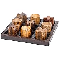 INTAJ Tic Tac Toe Wooden Board Game Table Toy Player Room Decor Tables Family XOXO Decorative Pieces Adult Rustic Kids Play Travel Backyard Discovery Night Level Drinking Romantic Decorations