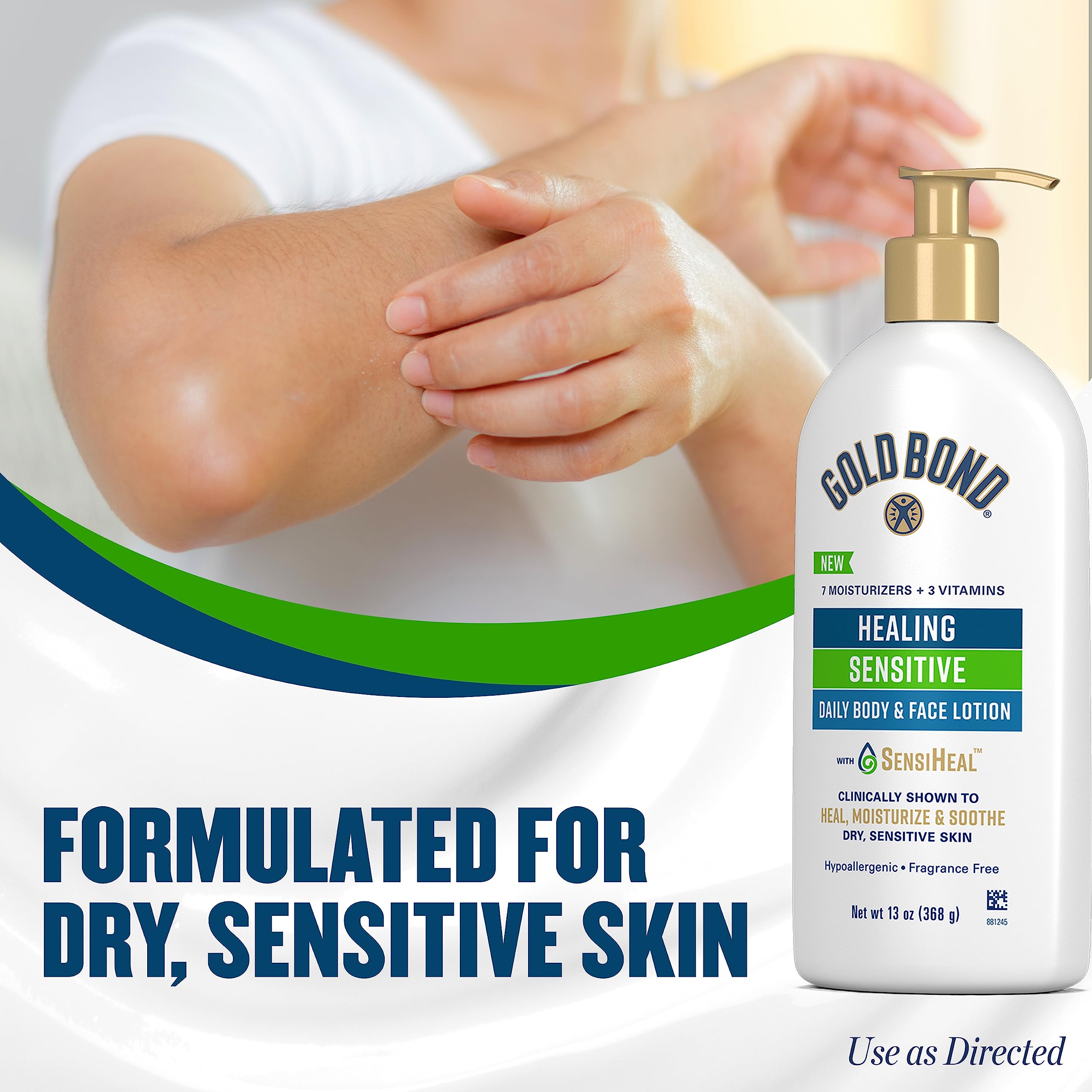 Gold Bond Healing Sensitive Daily Body & Face Lotion for Dry, Sensitive Skin, 13 oz.