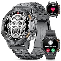 Smart Watch for Men(Answer/Make Calls),400mAh Battery,5ATM Waterproof Smartwatch,1.39'' HD Touch Screen Tactical Fitness Watch with Heart Rate Monitor/SpO2/Blood Pressure for Android/iOS Black