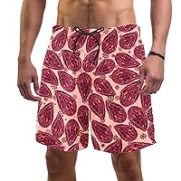 Red Paisley Pattern Quick Dry Swim Trunks Men's Swimwear Bathing Suit Mesh Lining Board Shorts with Pocket, L