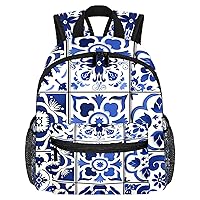 Travel Backpacks for Women,Mens Backpack,Vintage Plaid Pattern Blue Print,Backpack