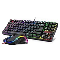 Redragon K552-RGB-BA Mechanical Gaming Keyboard and Mouse Combo Wired RGB LED Backlit 60% with Arrow Key Keyboard & 7200 DPI Mouse for Windows PC Gamers (Tenkeyless Keyboard Mouse Set) (Renewed)