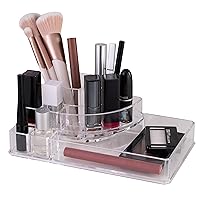 Simplify Cosmetic Organizer - Acrylic Holder for Makeup, Brush, Jewelry, Lipstick - Clear Color - 8 Sections - 8.78