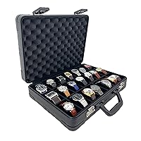 Techswiss Watch Box 21 Slots Aluminum Carry Case Extra Large Briefcase Black TSA Lock Heavy Duty Travel