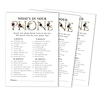 Bridal Shower Game Wedding Shower Bachelorette Party Bulk Activity Game Cards 50-Pack Floral Whats on Your Phone