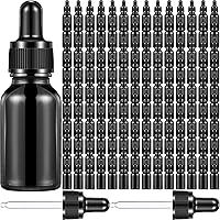 200 Pack 15ml Dark Dropper Bottles 1/2 oz Glass Dropper Bottles Brown Tincture Bottles with Eye Droppers for Essential Oils Liquids Perfumes Lab Chemicals and Travel (Black)