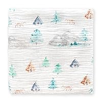 SwaddleDesigns Cotton Muslin Swaddle Blanket, Receiving Blanket for Baby Boys & Girls, Best Registry Gift, 46x46 inches, Watercolor Denim Mountains & Trees