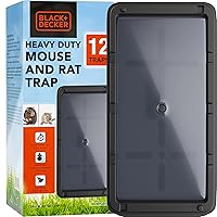 BLACK+DECKER Mouse Traps Indoor for Home Rat Trap Heavy Duty-Sticky Snake Trap-12 Pre-Baited Glue Traps for Rodents, Insects, Spiders