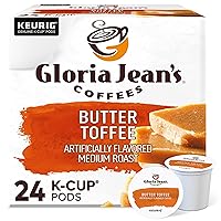 Gloria Jean's Coffees Butter Toffee, Single-Serve Keurig K-Cup Pods, Flavored Medium Roast Coffee, 24 Count (Pack of 1)