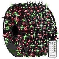 Red and Green Christmas Lights, 1000 LED 328FT Christmas Tree Lights Plug in with 8 Modes, Remote Waterproof Xmas String Lights Outdoor Indoor Decorations for House Yard Decor