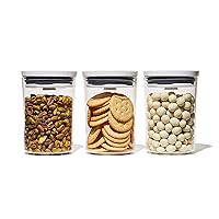 Good Grips 3-Piece Mini Round POP Canisters | Includes three 0.6 Qt/0.6 L Airtight Food Storage Containers | Ideal for tea, sugar cubes | BPA Free | Dishwasher Safe
